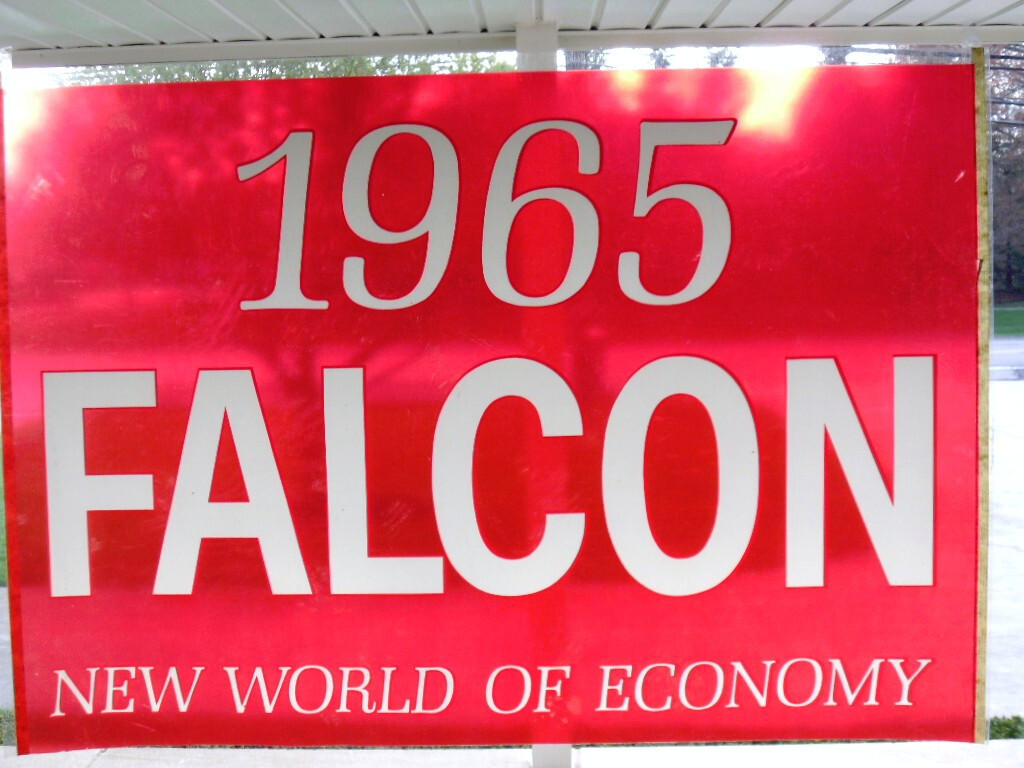 RARE 1965 FORD FALCON Car Dealership Window Advertising Banner Sign 38″x 28″