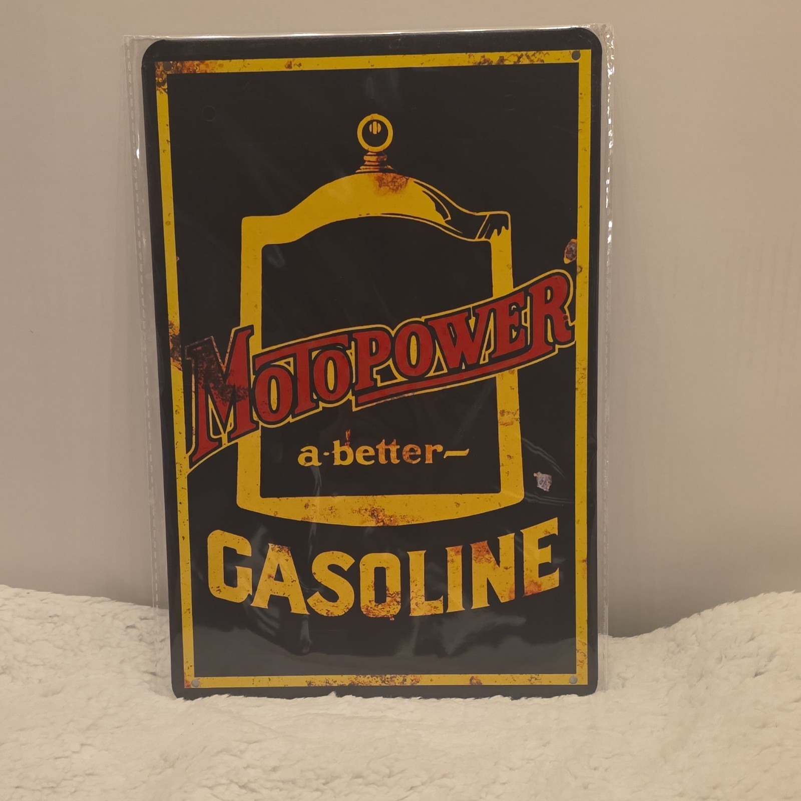 Motopower Gasoline Advertising Sign Gas & Oil Black Yellow Red
