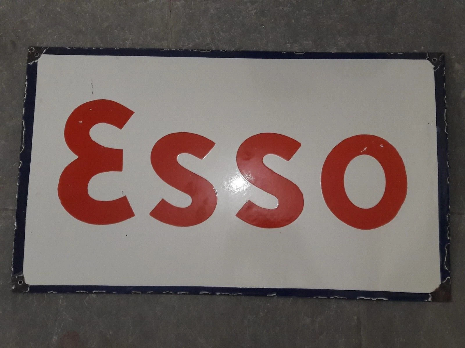PORCELIAN ESSO ENAMEL SIGN SIZE 40X20 INCHES