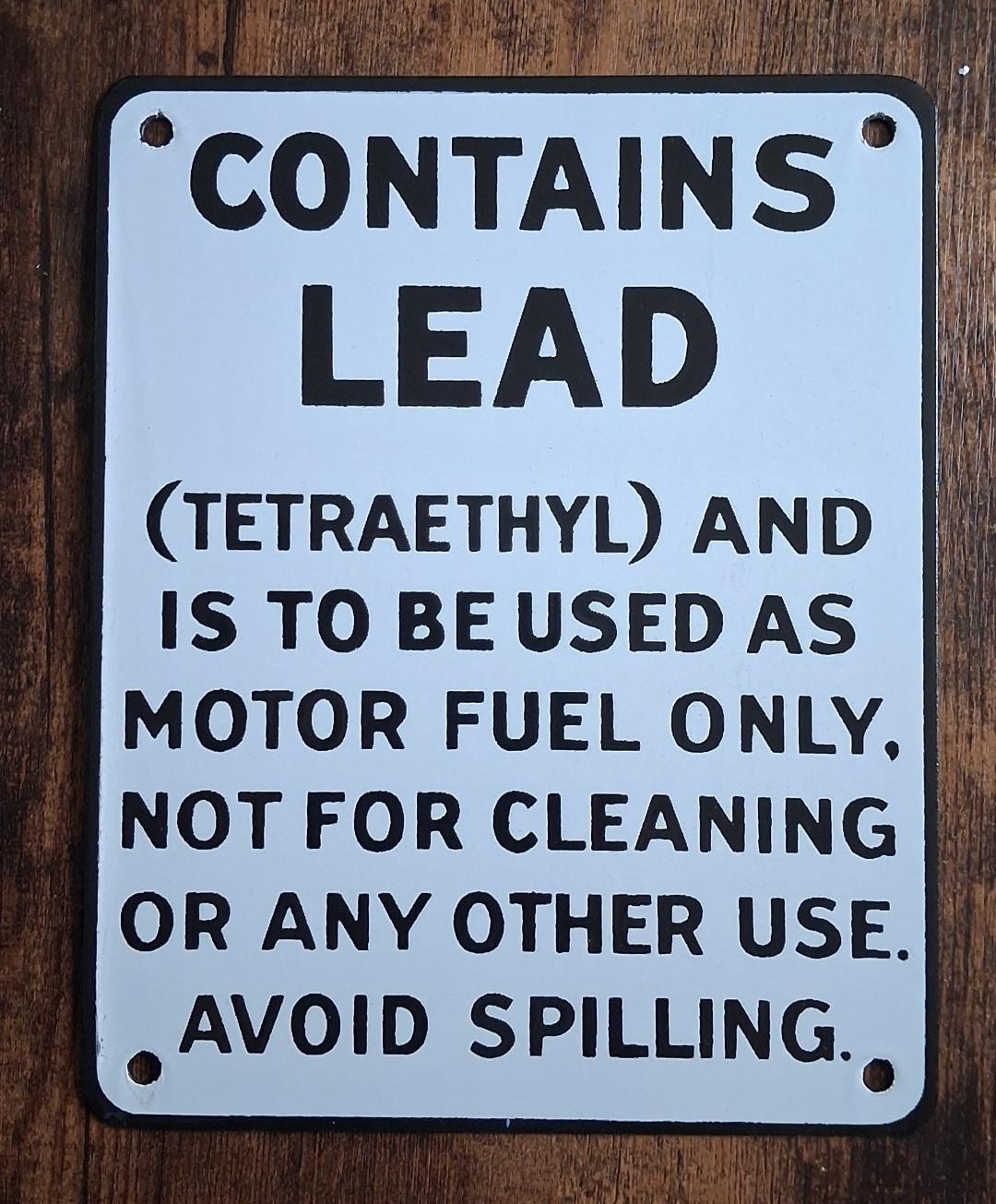 Contains Lead Porcelain Sign Office Home Garage Shop Decor