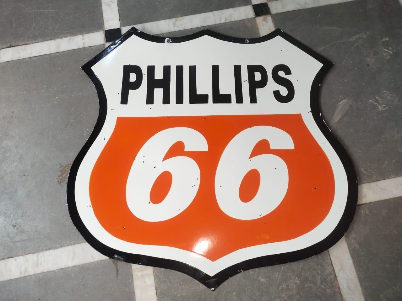 PORCELAIN PHILLIPS 66 ENAMEL SIGN 30X30 INCHES DOUBLE SIDED