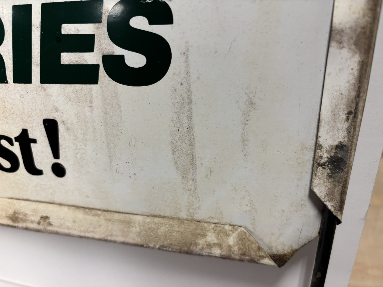 Vintage 2-sided INTERSTATE BATTERIES Metal Display Topper 20” x 9.5”