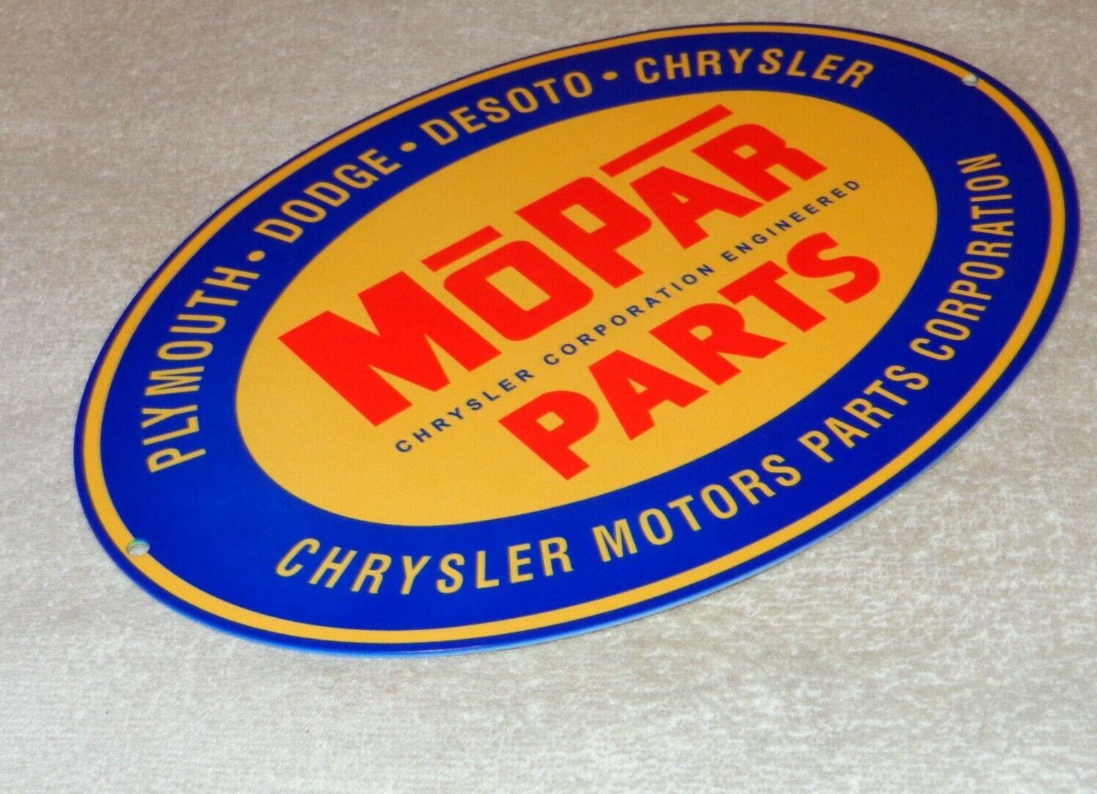 VINTAGE MOPAR PARTS CHRYSLER DODGE PLYMOUTH 1′ METAL CAR TRUCK GASOLINE OIL SIGN