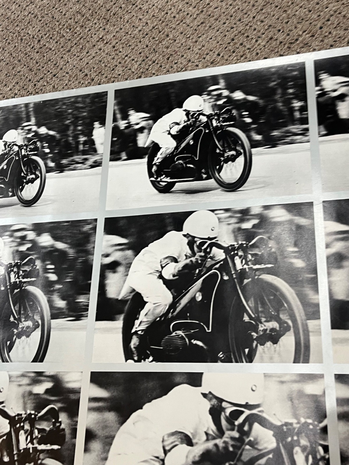 Vintage 70s BMW Motorcycle Poster Record Time Ernst Henne Promo Advertising Sign