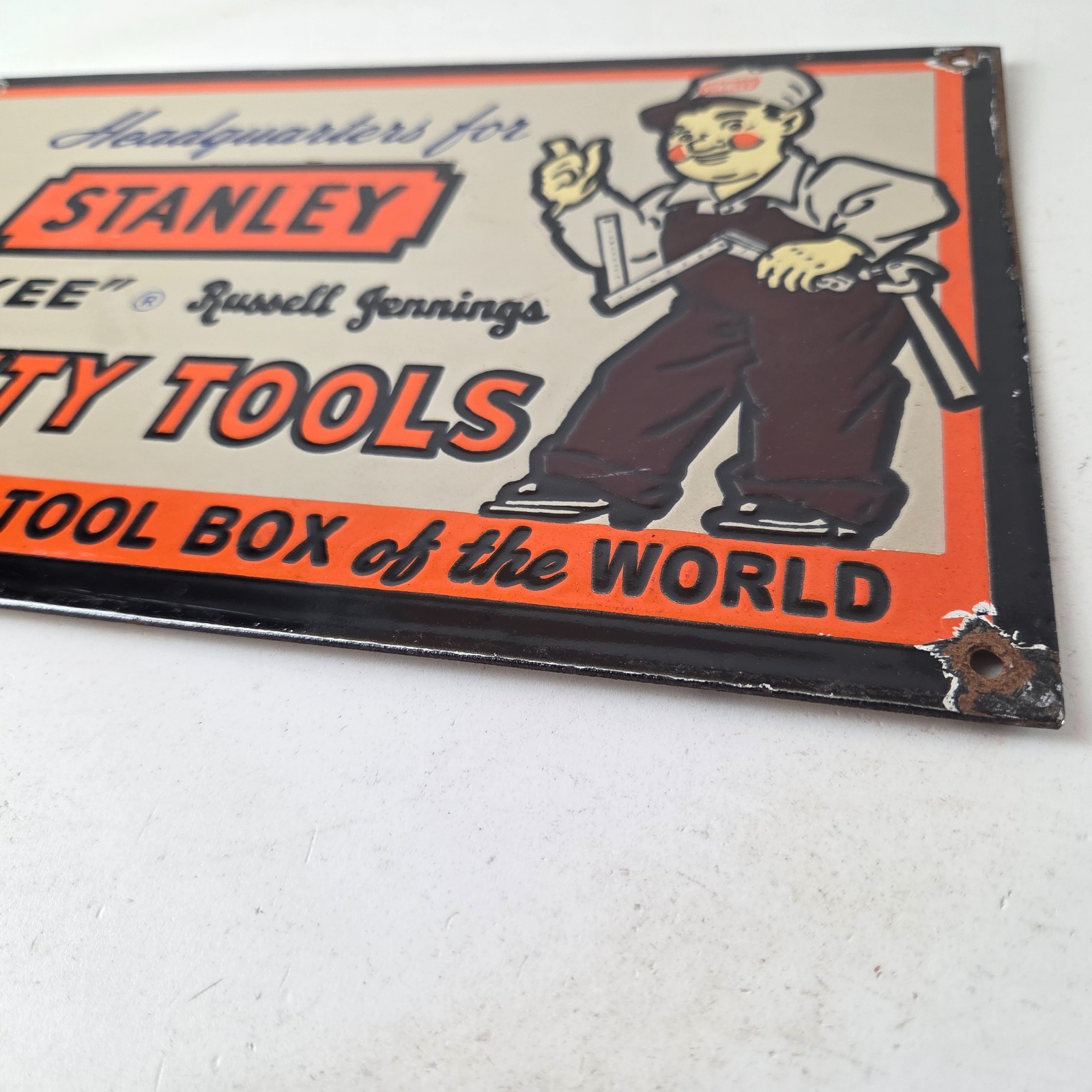 Vintage Stanley Tools Sign – Gas Auto Mechanic Garage Shop Porcelain Sign