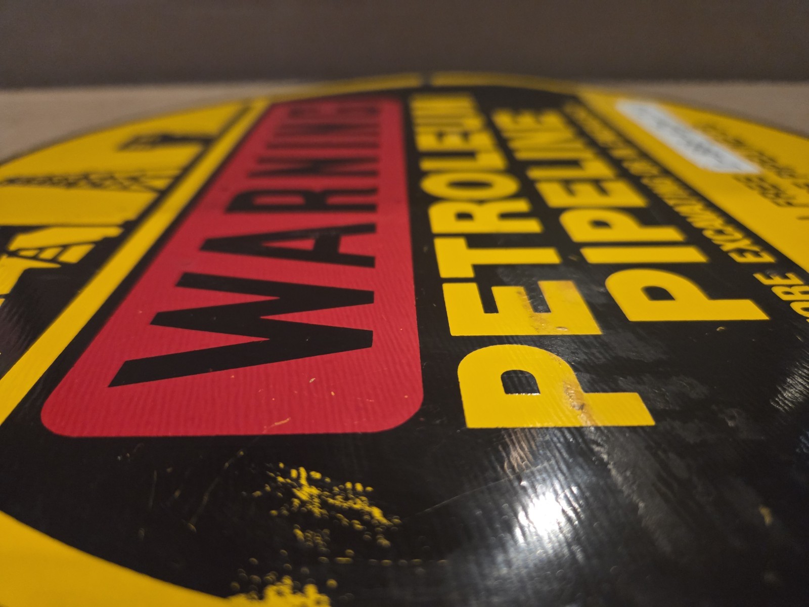 Warning Petroleum Pipeline Steel Painted Sign West Shore Pipeline 11.75 Diameter
