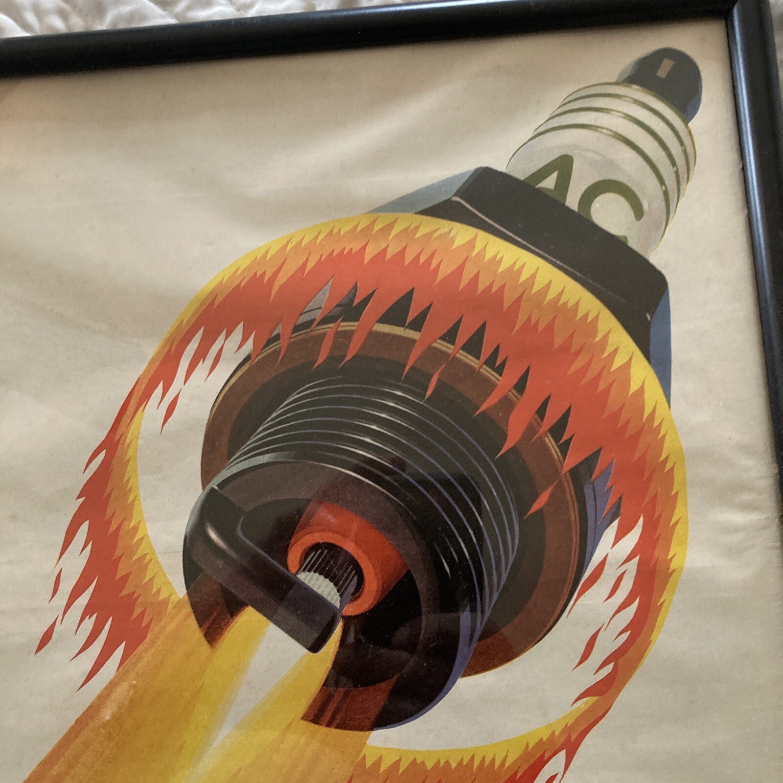 Vintage AC SPARK PLUGS advertising,Framed,L@@K!