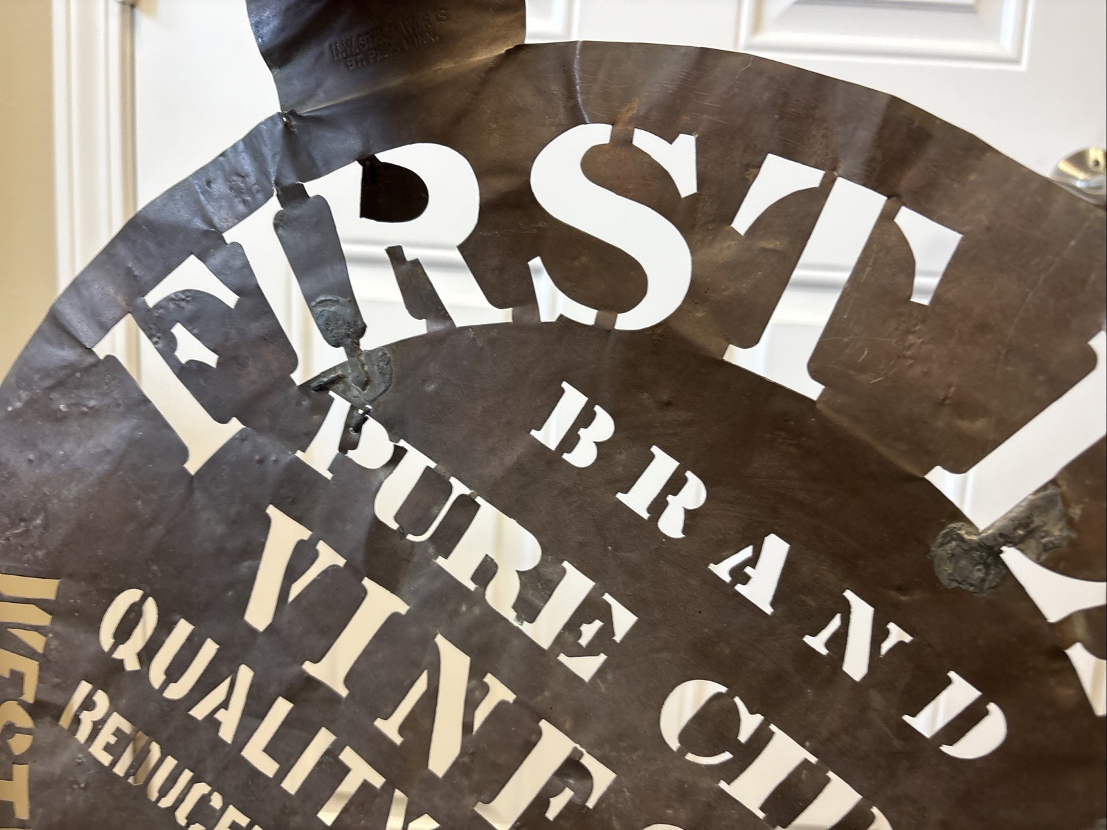 Antique First Lady Cider Vinegar Western Grocer Crate Barrel Stencil Sign Iowa
