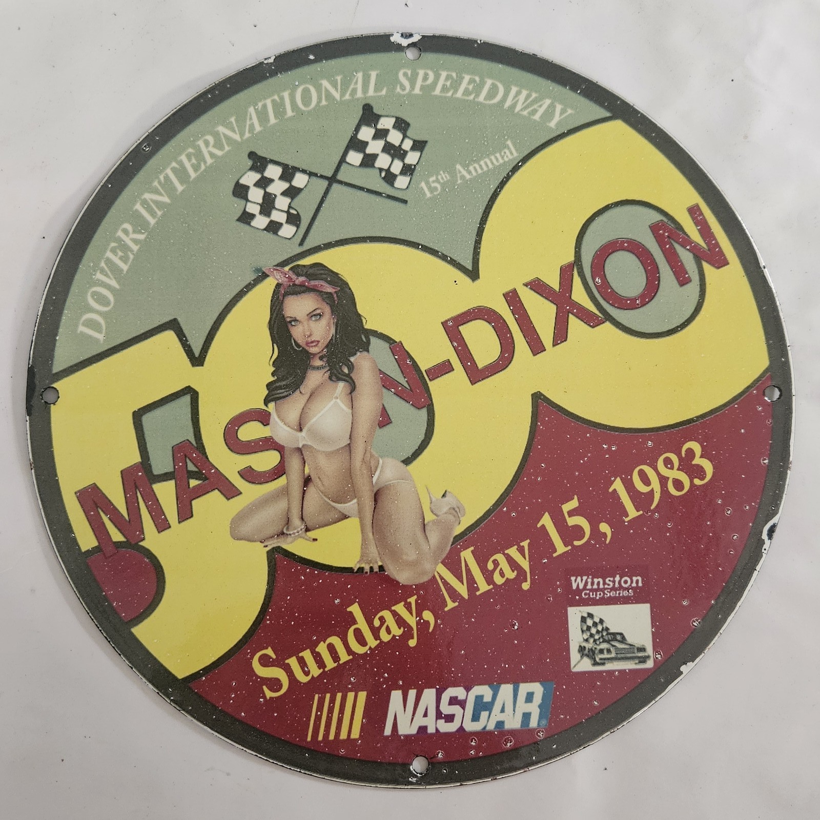 Vintage 1983 Mason-Dixon NASCAR Porcelain Sign – Iconic Racing Memorabilia