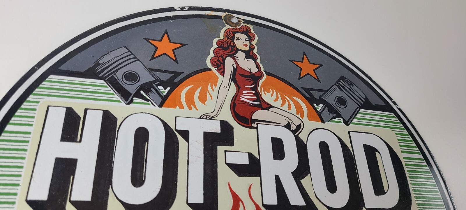 Vintage Hot Rod Shop Sign – Restoration Garage Auto Gas Pump Porcelain Sign