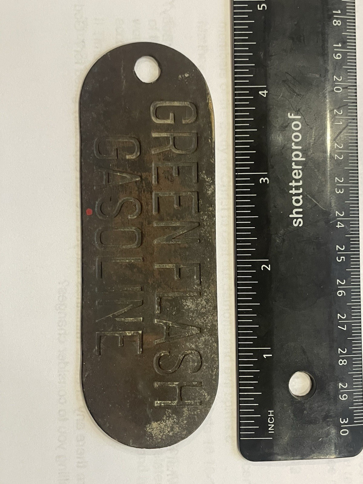 Vintage Green Flash Gasoline Bronze/Brass Metal Gas Pump Tag – RARE Item