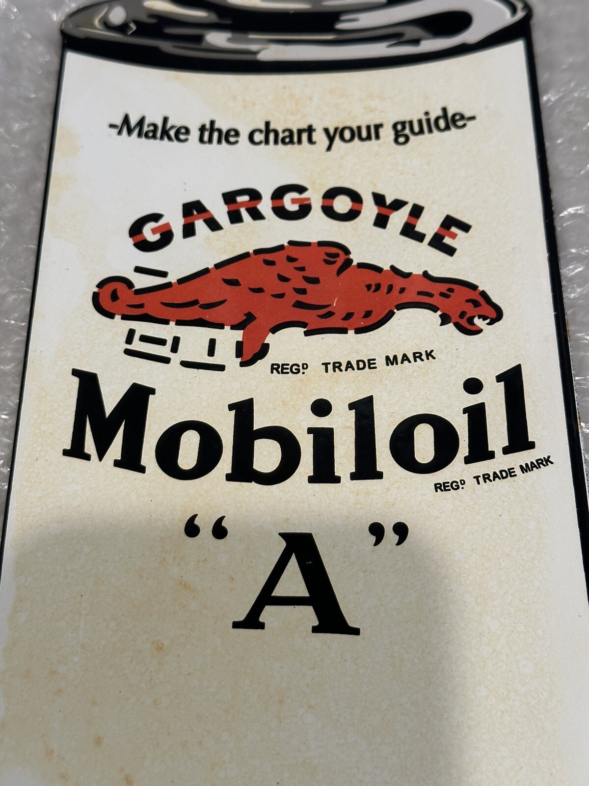MobilOil Gargoyle MobilOil “A” Porcelain/Metal Motor Oil Can Sign