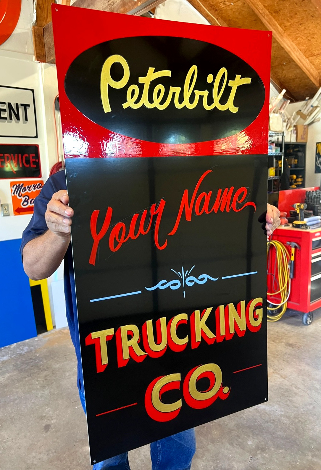 CUSTOM ORDER A HAND PAINTED PETERBILT BUSINESS SIGN Trucking CO -MANUFACTURING