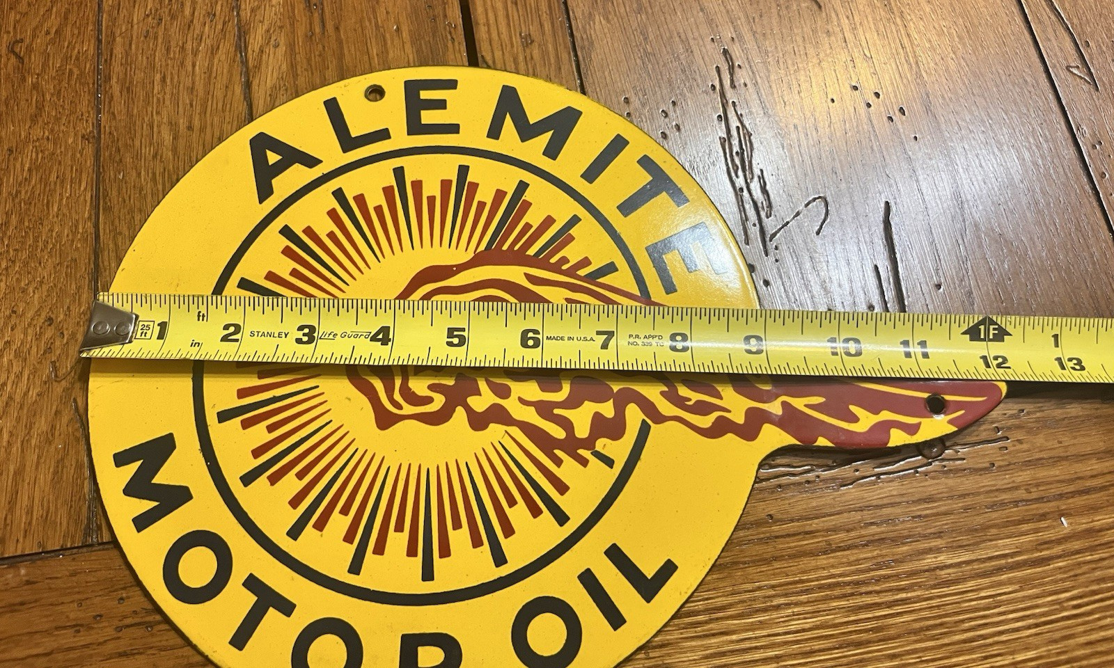 VERY NICE PORCELAIN ALEMITE MOTOR OIL SOLID METAL SIGN