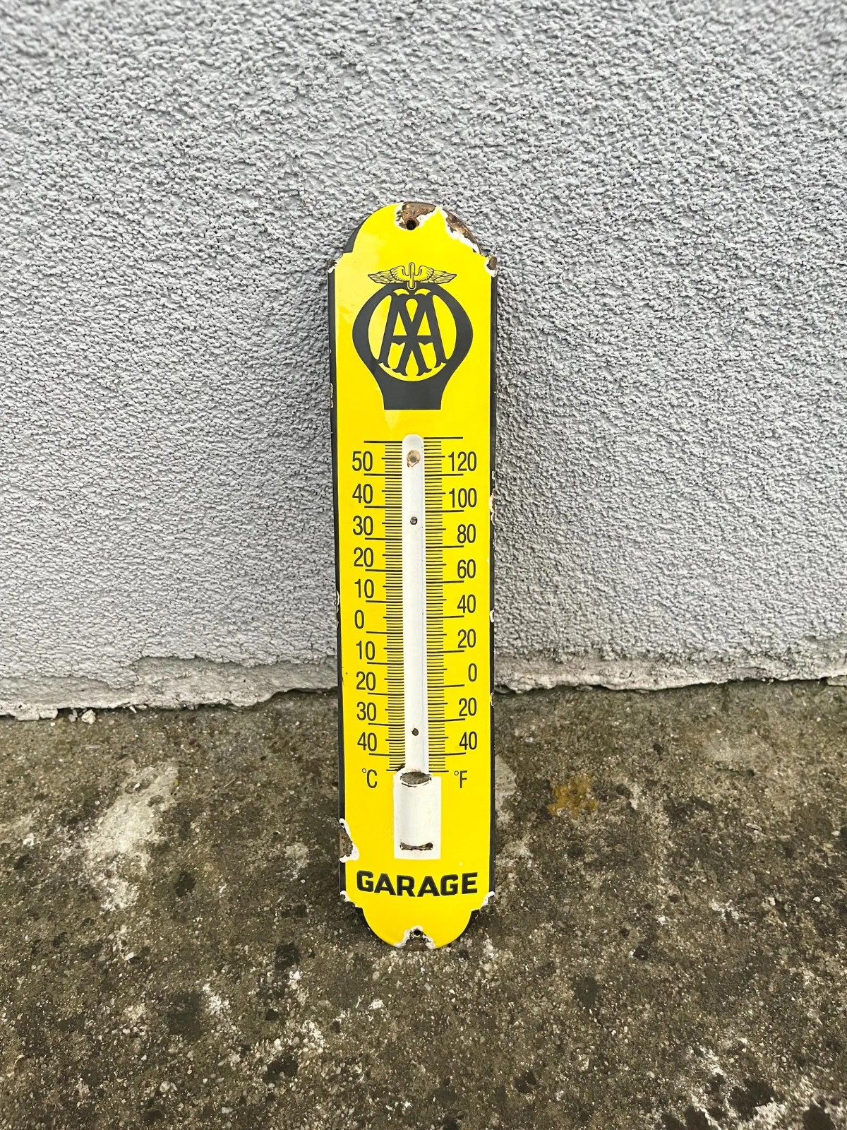 Vintage Old AA Thermometer Enamel Porcelain Sign Plaque Advertising 30×6,5 cm