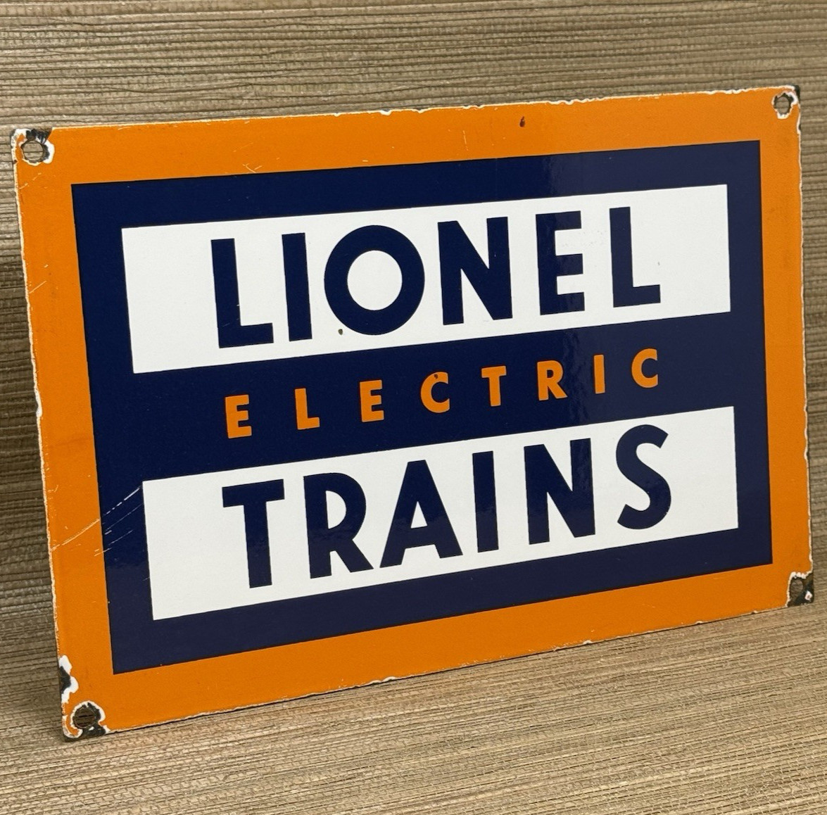 VINTAGE LIONEL ELECTRIC TRAINS PORCELAIN SIGN METAL GAS OIL STEEL U.S.A. STATION