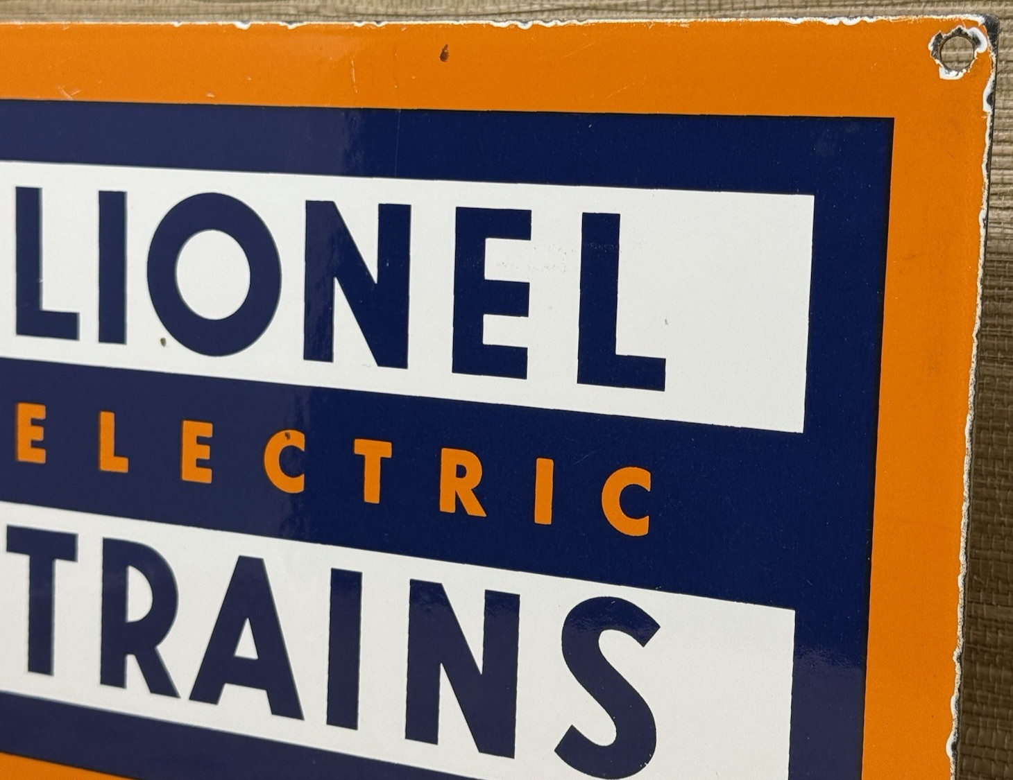 VINTAGE LIONEL ELECTRIC TRAINS PORCELAIN SIGN METAL GAS OIL STEEL U.S.A. STATION