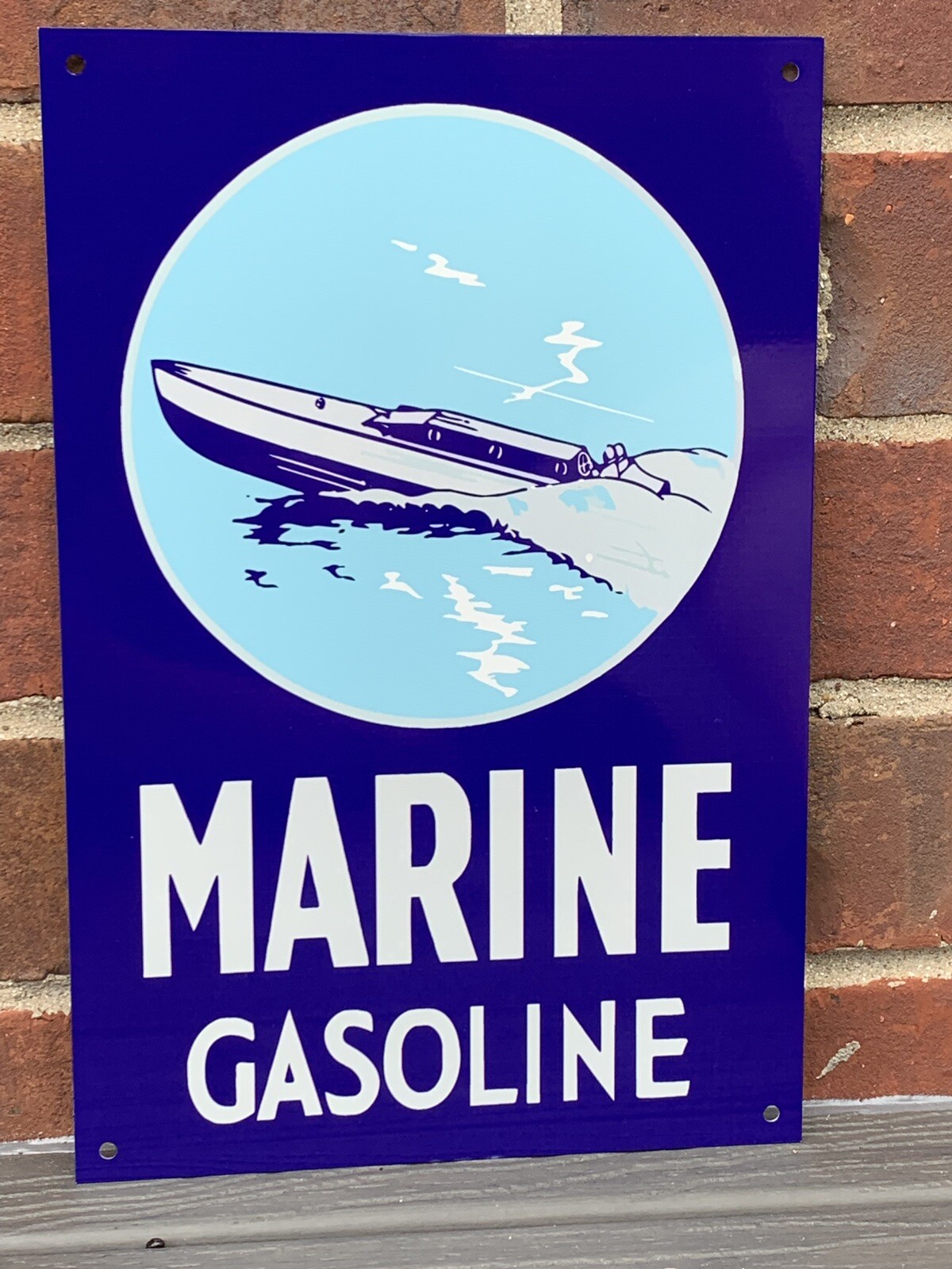 Marine gasoline reroduction sign oil garage