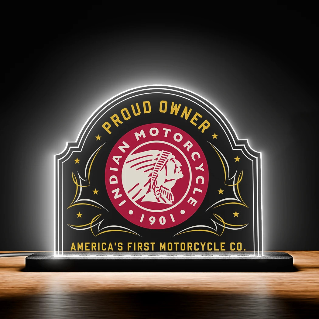Indian Motorcycle Desk Lamp LED Sign, Vintage, Bar, Man Cave, USB Memorabilia