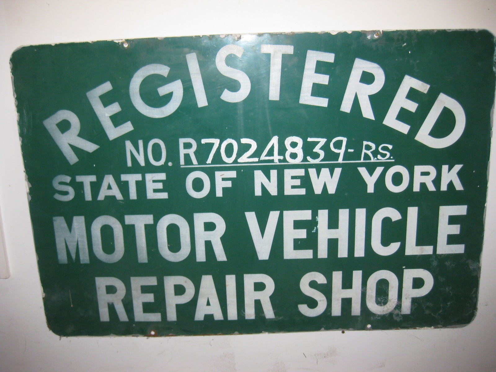 Vintage New York State “Official Motor Vehicle Repair Shop” Sign Metal 1950’s