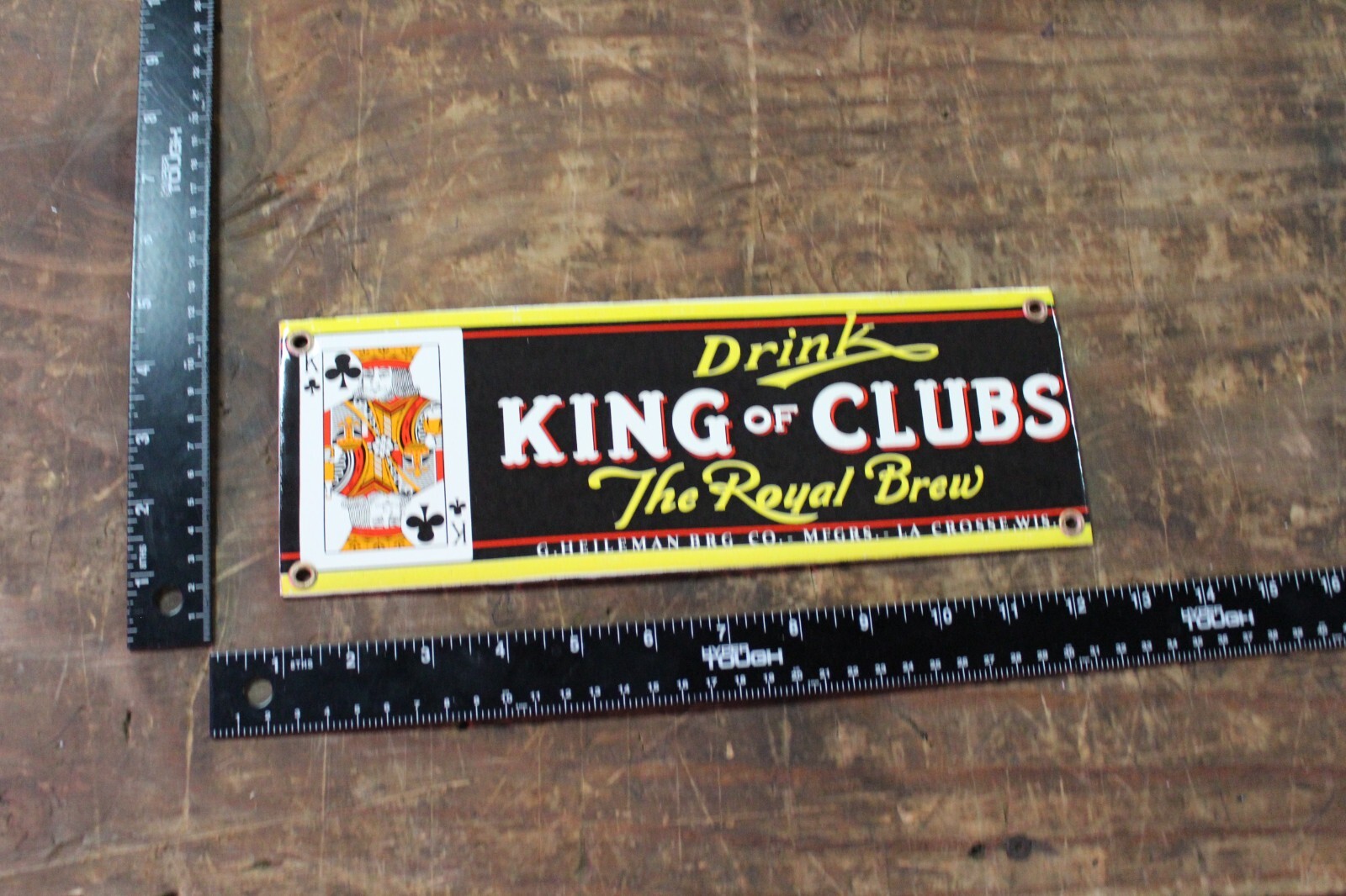 KING OF CLUBS BEER LA CROSSE DEALER PORCEALIN METAL SIGN WISCONSIN CARDS BREW 66