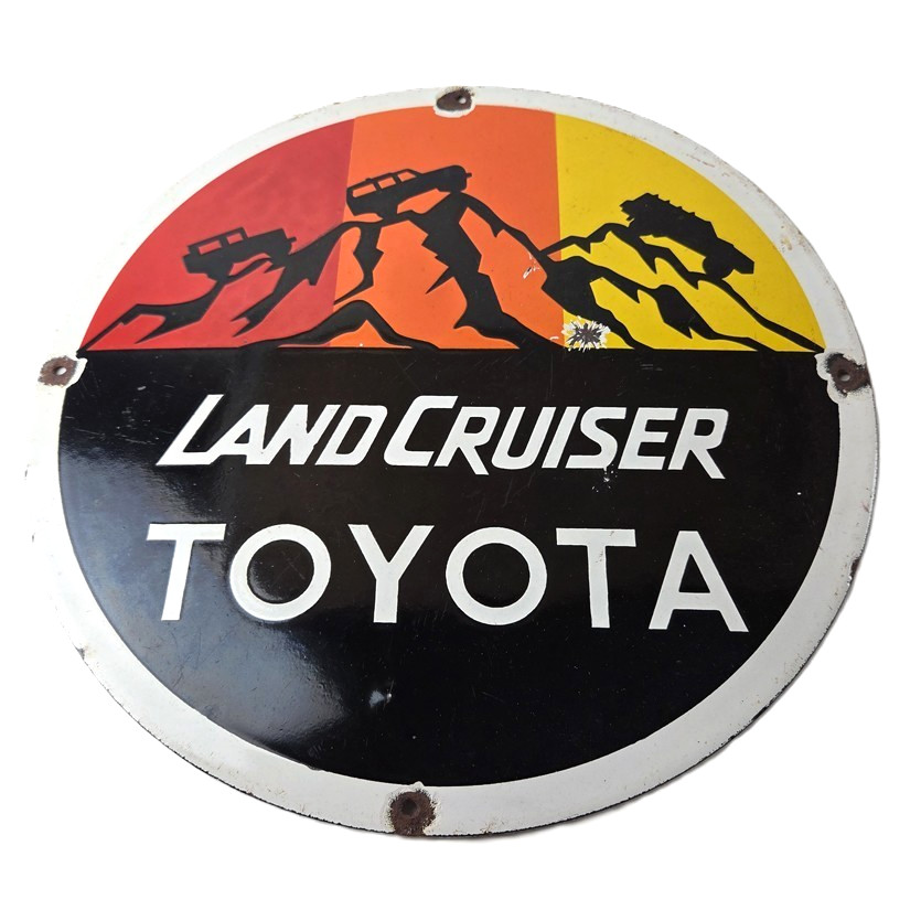 Vintage Toyota Sign – Automobile Land Cruiser Gas Pump Dealer Porcelain Sign