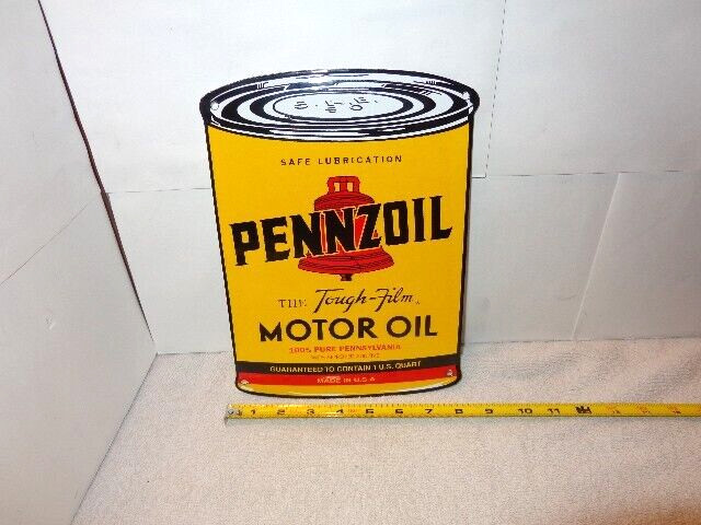 8 x 11 in PENNZOIL MOTOR OIL 100 % PENNSYLVANIA ADV. SIGN DIE CUT METAL # S 253