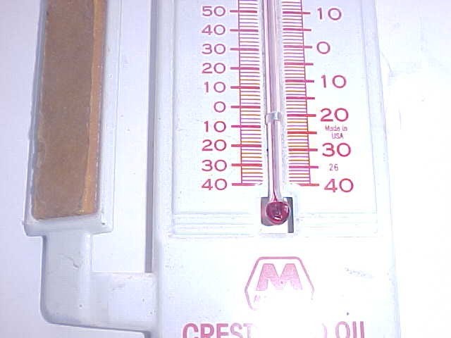Vintage Marathon Oil Tin Thermometer CRESTWOOD OIL FREEPORT ILLINOIS