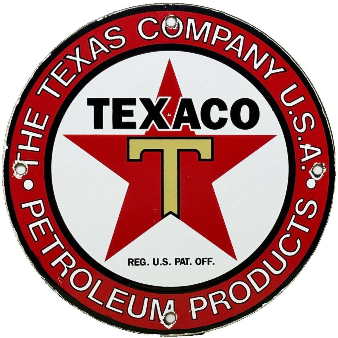 VINTAGE TEXACO MOTOR OIL PORCELAIN SIGN TEXAS GASOLINE GAS STATION PUMP PLATE