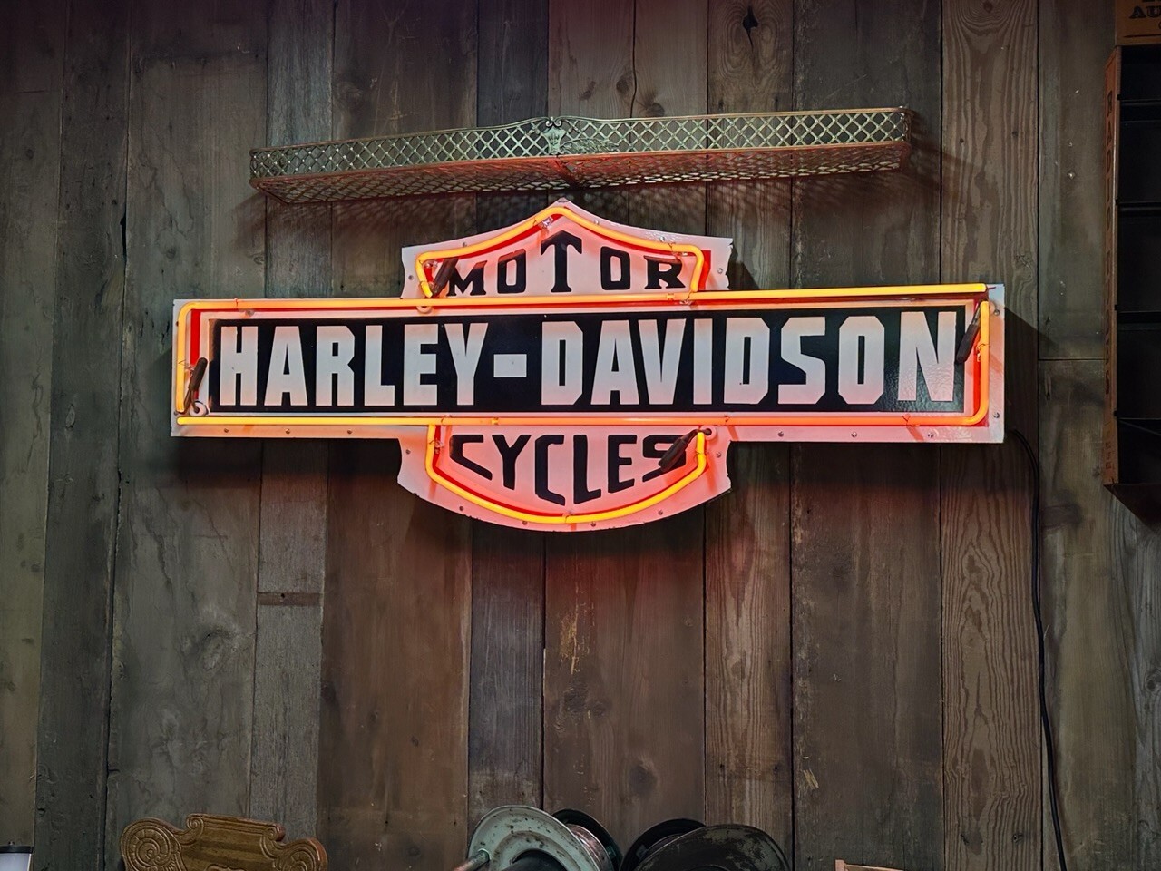 NEON 60″ HARLEY DAVIDSON Single Sided PORCELAIN Sign Gas Oil Decor Motorcycle