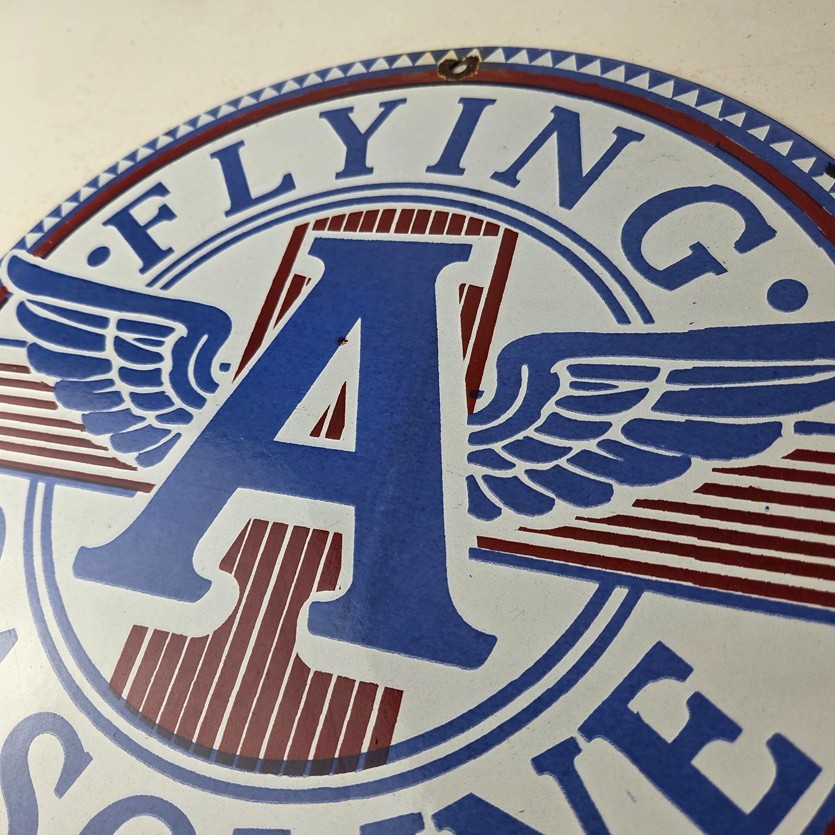 Vintage Flying A Gasoline Sign – Porcelain Gas Pump Plate Service Station Sign