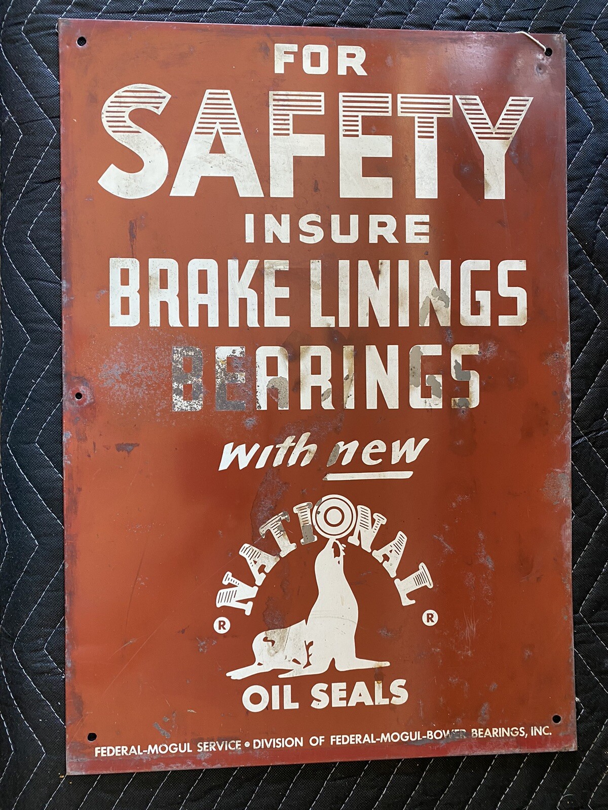 Original Vintage National Oils Painted Metal Sign