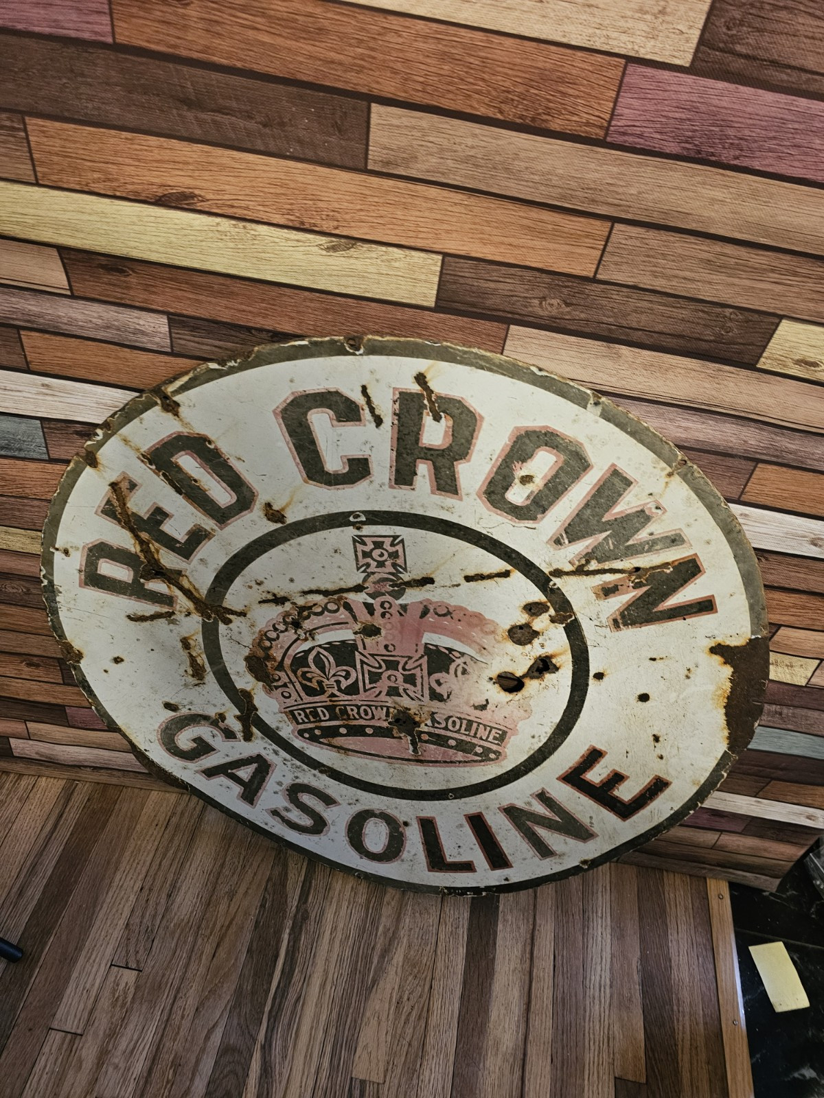 Vintage RED CROWN STANDARD OIL PORCELAIN ADVERTISING SIGN