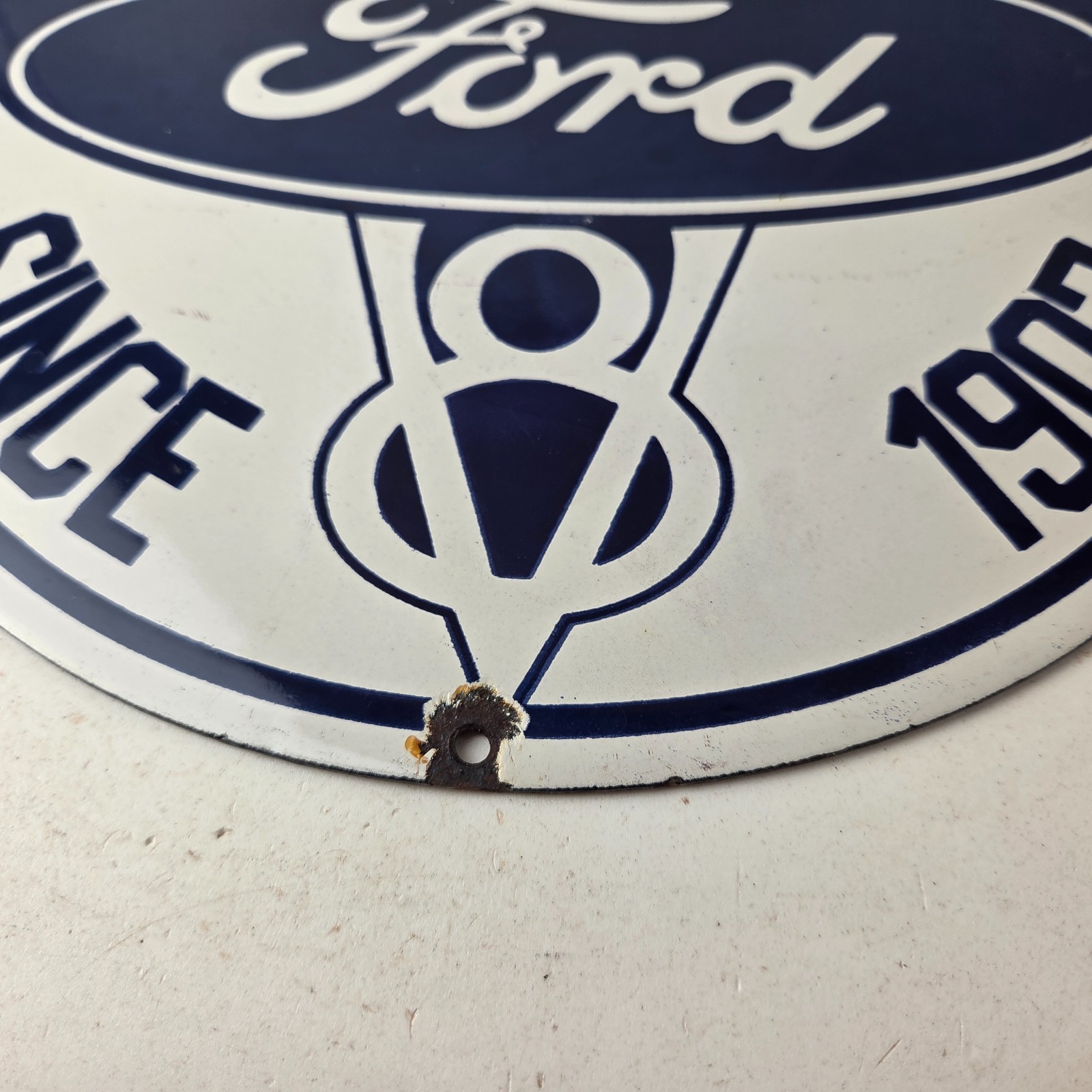 Two Vintage Ford Motors Service Dealership Porcelain Signs
