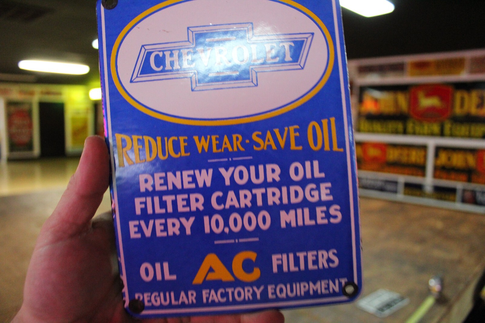 CHEVROLET AC FILTERS DEALER PORCELAIN DEALER METAL SIGN GAS OIL CHEVY GARAGE 66