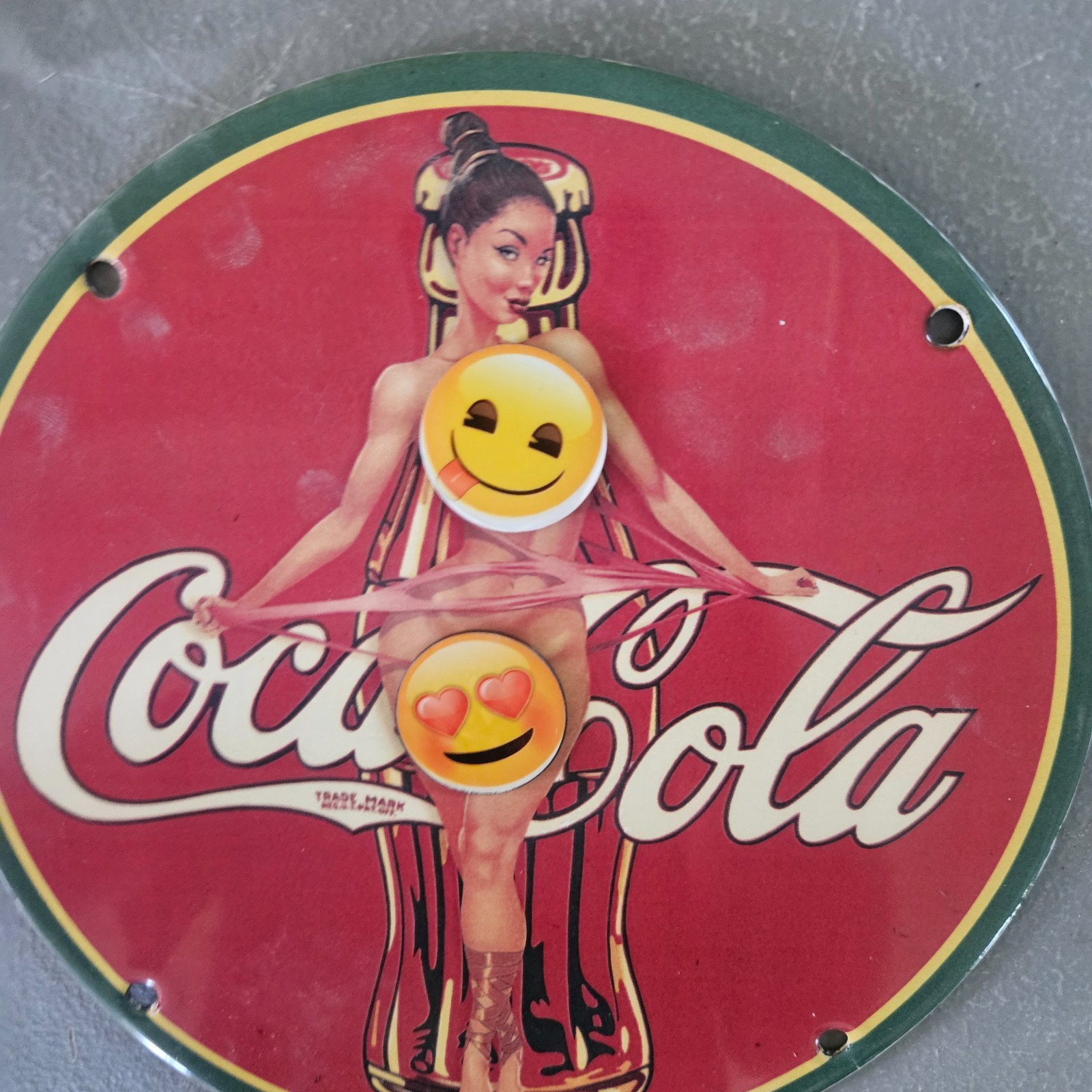 VINTAGE PORCELAIN COCA-COLA GAS & OIL STATION PUMP PLATE GARAGE MAN CAVE SIGN