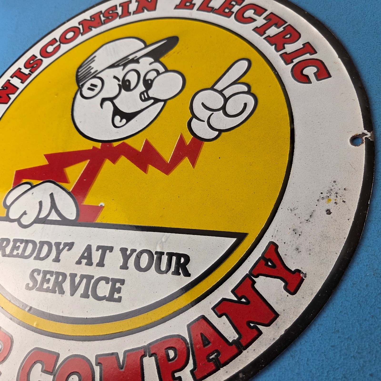 Vintage Electric Service Porcelain Sign – Advertising Gas Station Pump Sign