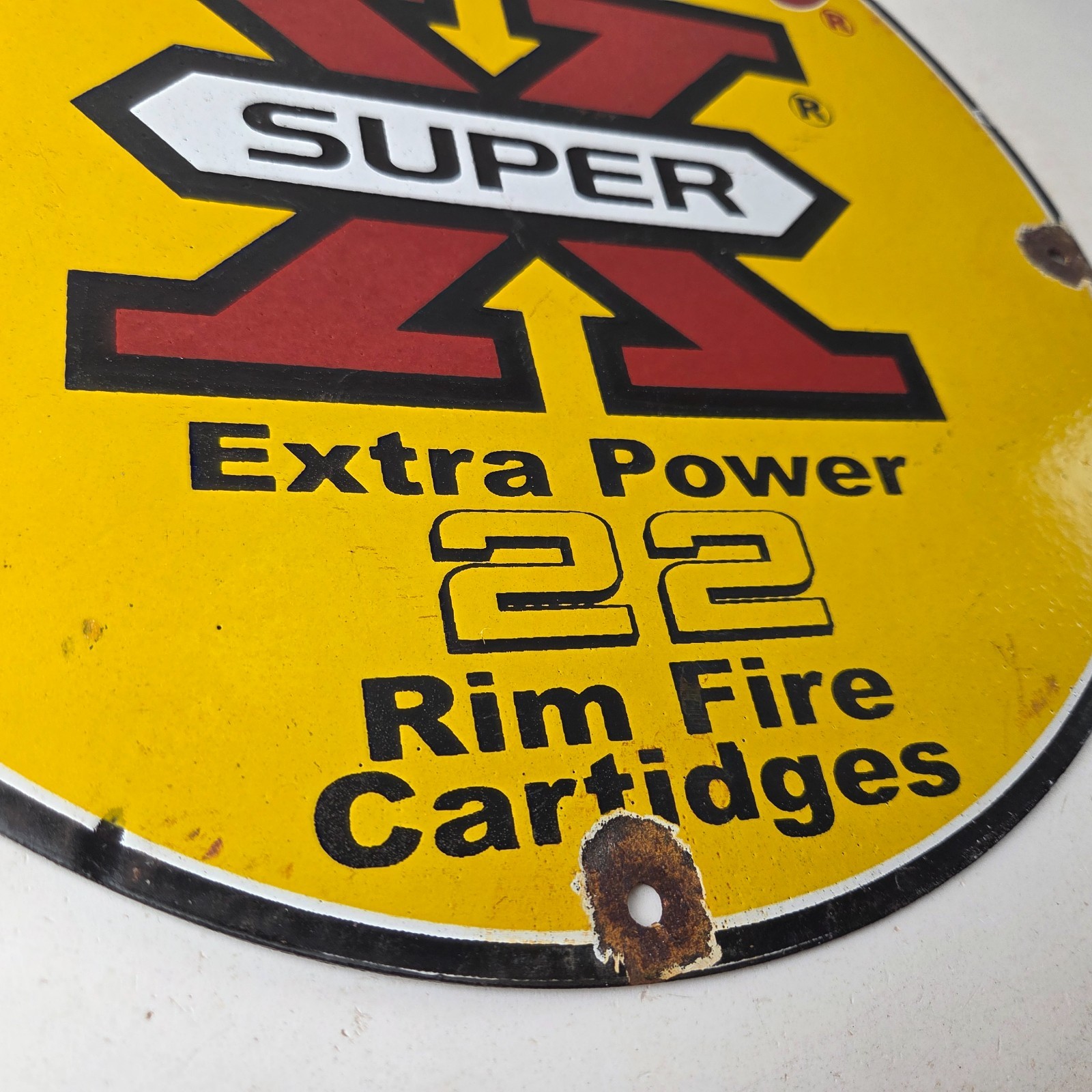 Vintage Western Ammo Firearms Sign – 22 Super X Gun Shop Porcelain Gas Pump Sign