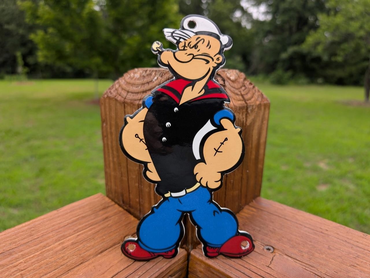 PORCELAIN POPEYE THE SAILOR MAN DOOR PUSH PLATE SIGN MOTOR OIL SODA GAS DISNEY
