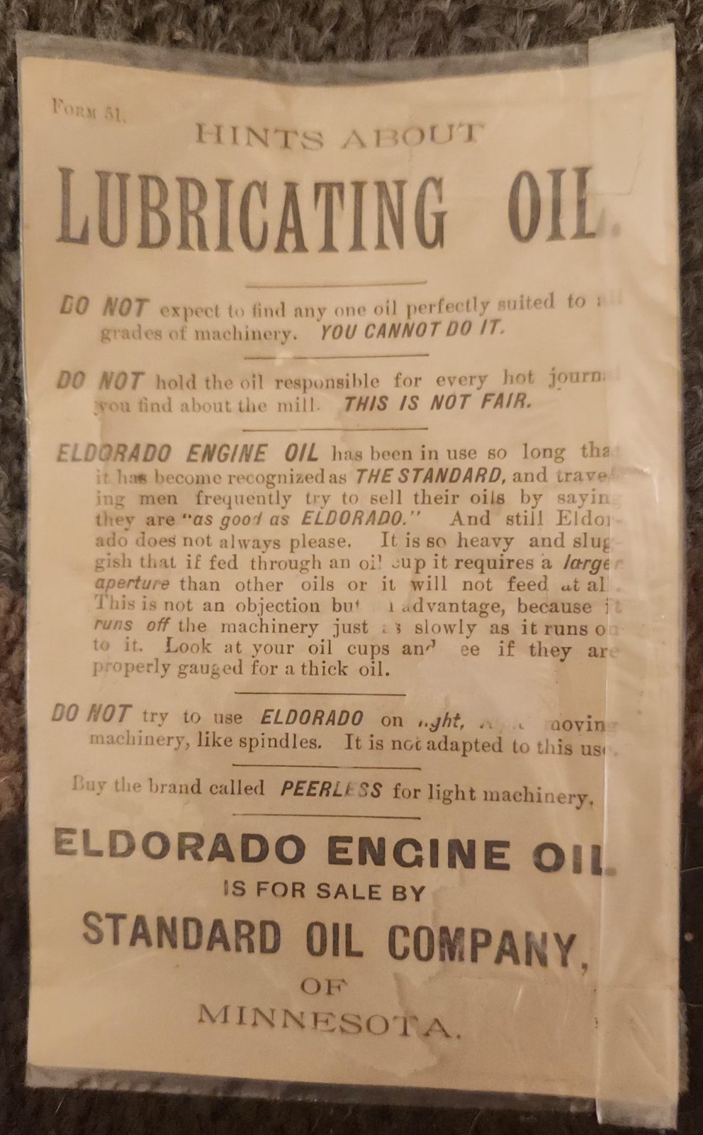 Vintage Eldorado Engine Oil Advertisement
