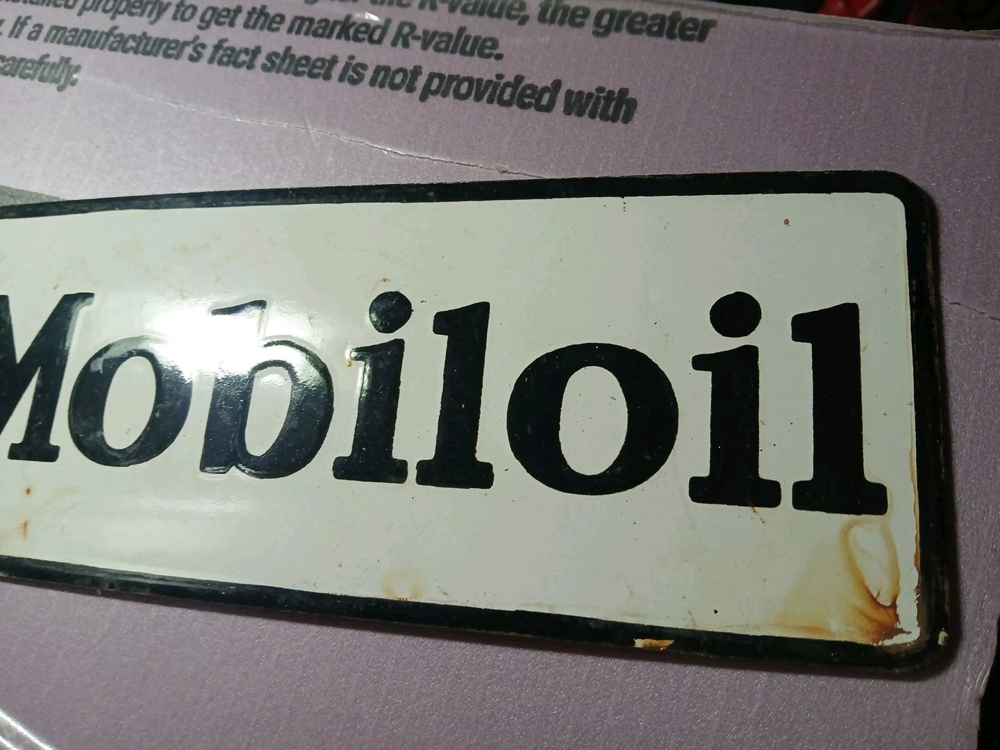 VINTAGE MOBIL MOBILOIL GASOLINE STATION MOTOR OIL 10″ PUMP PORCELAIN METAL PLATE