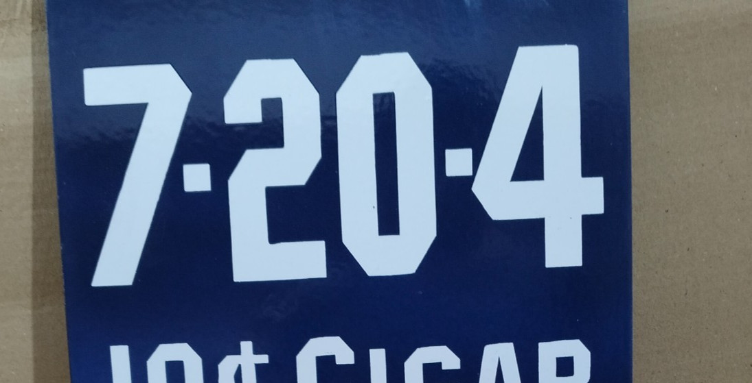 R.G. Sullivan’s 7-20-4 Cigar Porcelain Enamel Sign 18 X 12 Inches 1 sides