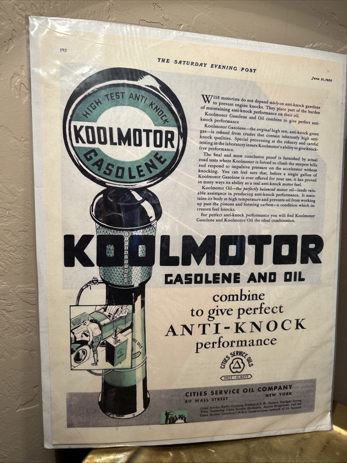 Koolmotor Gas And Oil Print In Saturday Evening Post June 21, 1930
