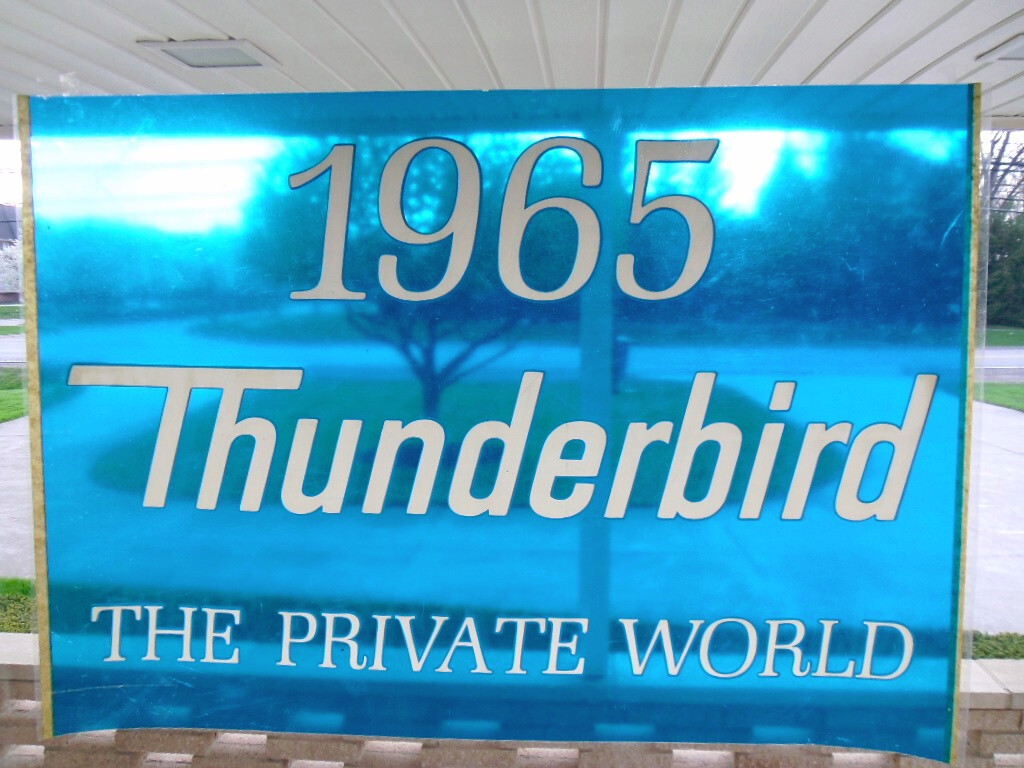 RARE 1965 FORD THUNDERBIRD Car Dealership Window Advertising Banner Sign