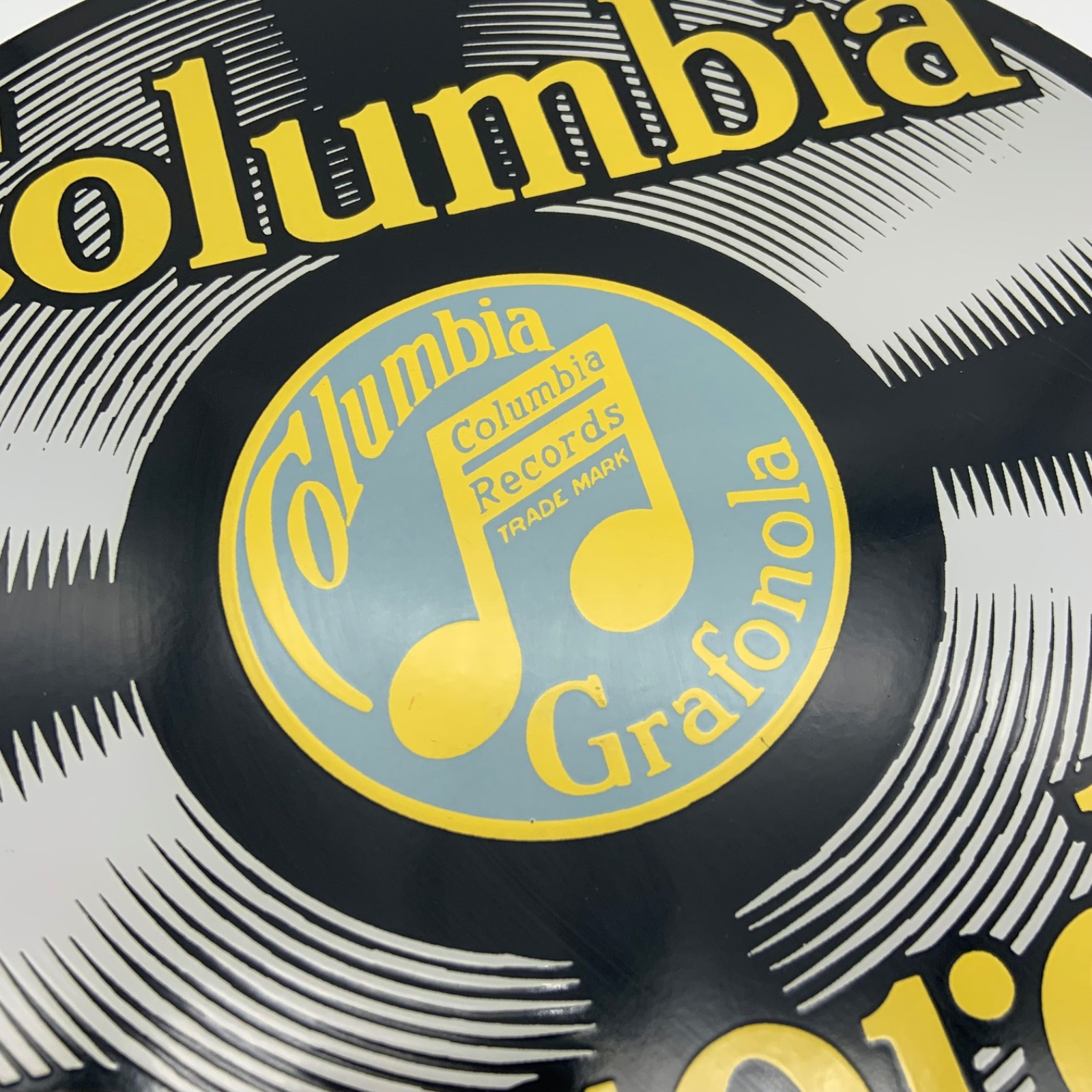 Ande Rooney Columbia Records Grafonola Enameled Porcelain 11.25″ Sign