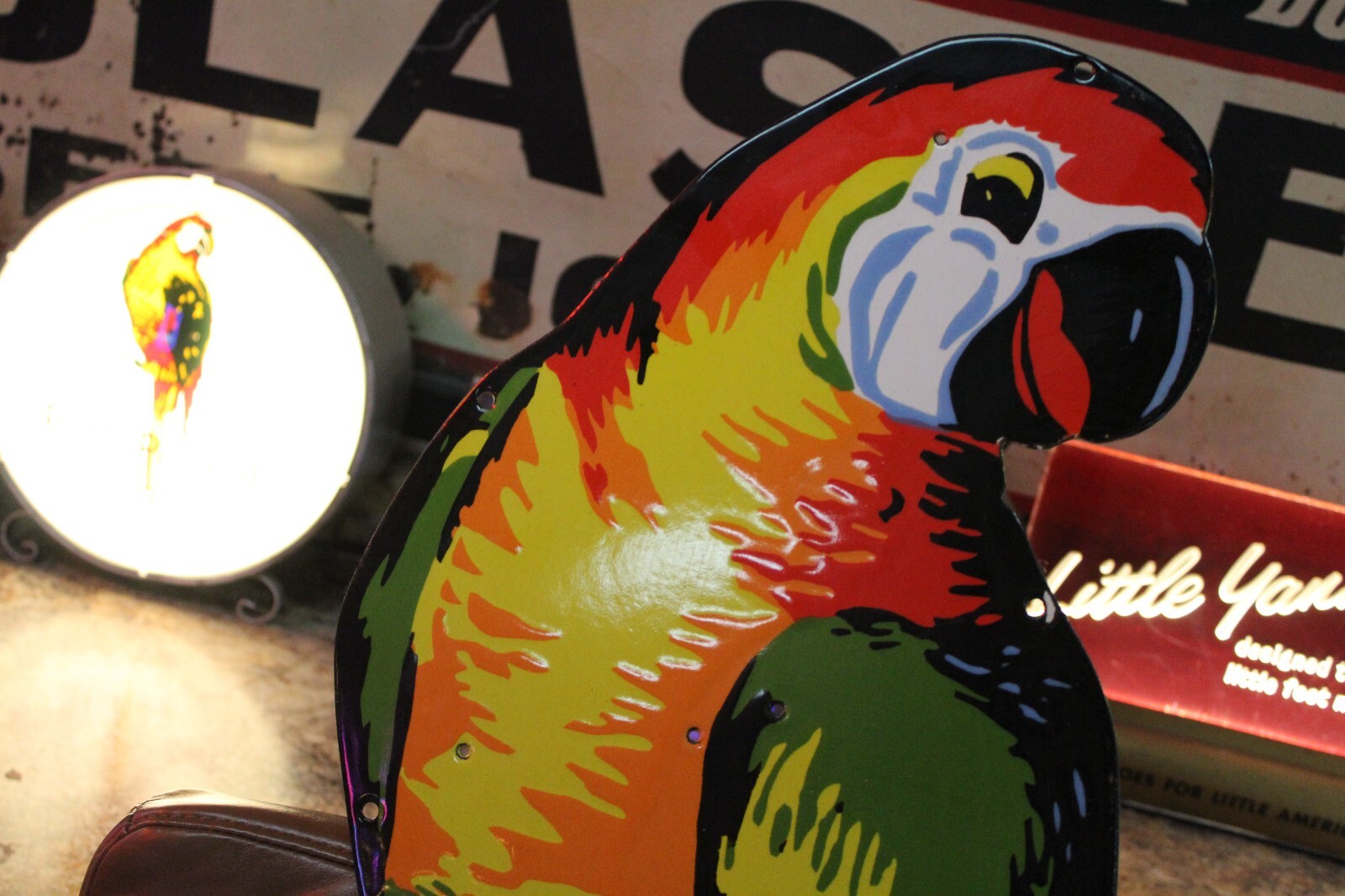 RARE POLL PARROT SHOE DEALER PORCELAIN METAL NEON SIGN SKIN TROPICAL TIKI BAR 66