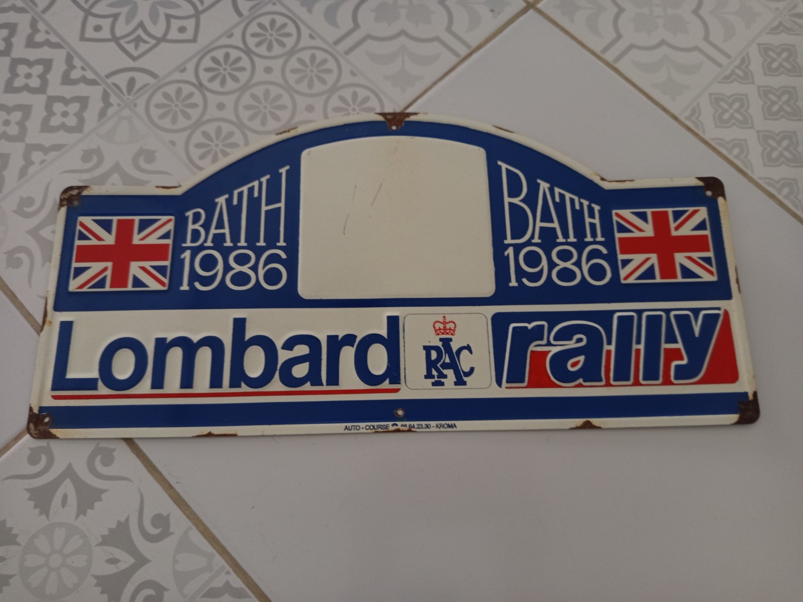 Lombard RAC Rally Bath 1986 Replica Metal Plate – 0.5mm Steel – Blank Number
