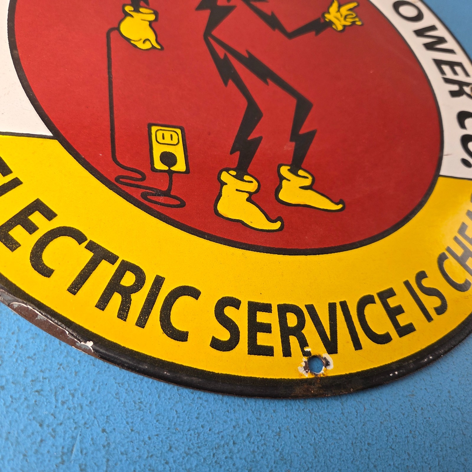 Vintage Electric Service Porcelain Sign – Advertising Gas Station Pump Sign