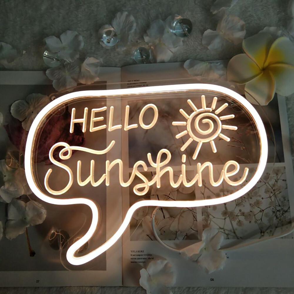 Qomolangma 12.2 X 8.85inches LED Neon Sign ” Hello Sunshine” Warm White