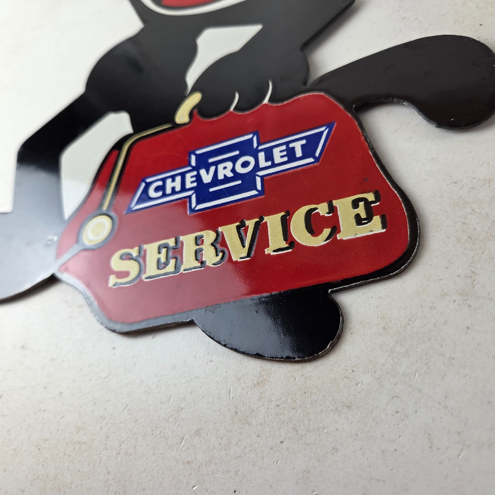 Vintage Chevrolet Porcelain Sign – Service Gas Pump Chevy FELIX Advertising Sign